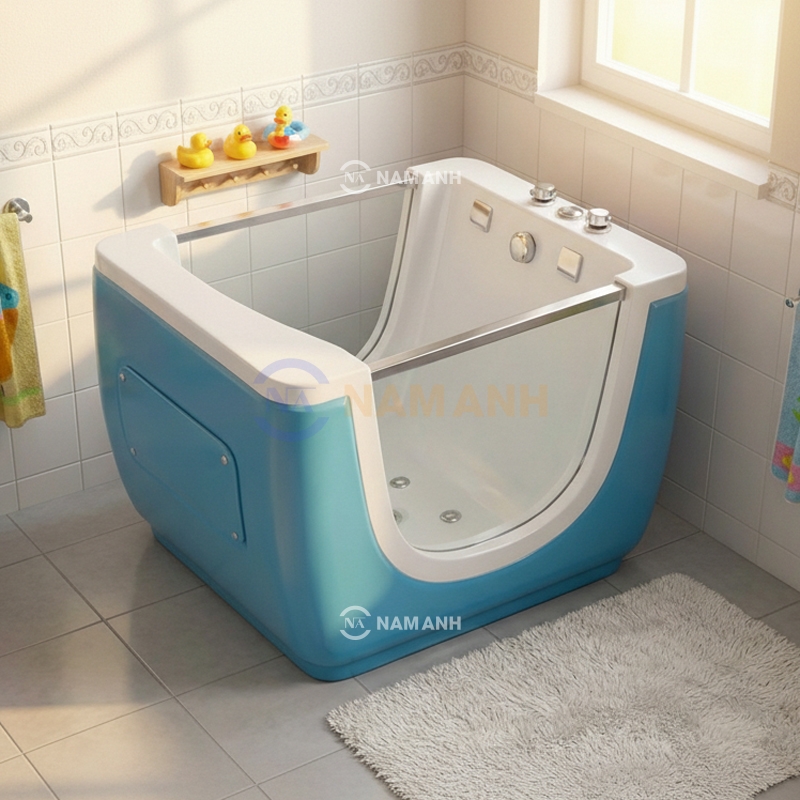 Bồn Tắm Trẻ Em Đặt Sàn Massage Acrylic Rudi RUB247 1100x850 mm Chữ Nhật - Thumbnail