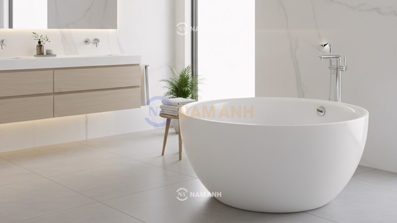 Bồn Tắm Tròn Đặt Sàn Acrylic Rudi RUB101 - Ảnh thực tế 1