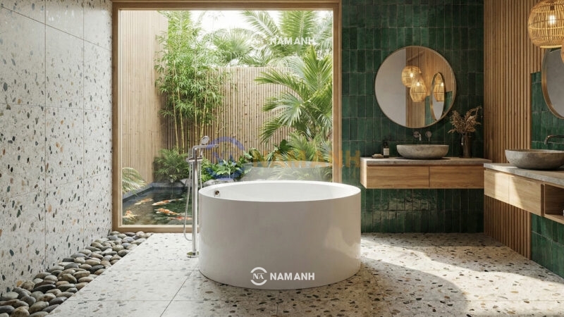 Bồn Tắm Tròn Đặt Sàn Acrylic Rudi RUB102 1400x1400 mm - Ảnh Thực Tế 2