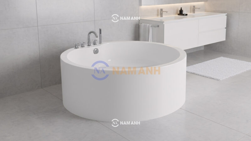 Bồn Tắm Tròn Đặt Sàn Acrylic Rudi RUB104 1500x1500 mm - Ảnh thực tế 1