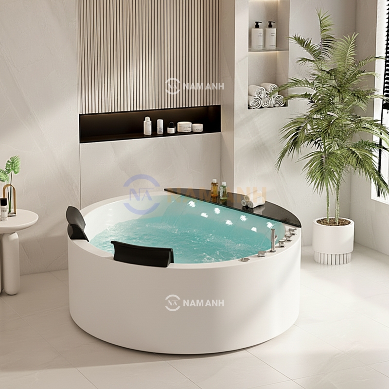 Bồn Tắm Tròn Đôi Massage Acrylic Rudi RUB203 1500x1500 mm - Thumbnail